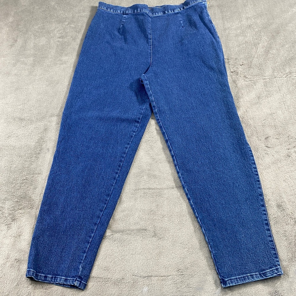 Jones Jeans Denim Pants Women 22W Blue Tapered‎ Leg High Rise Side Zip Relaxed